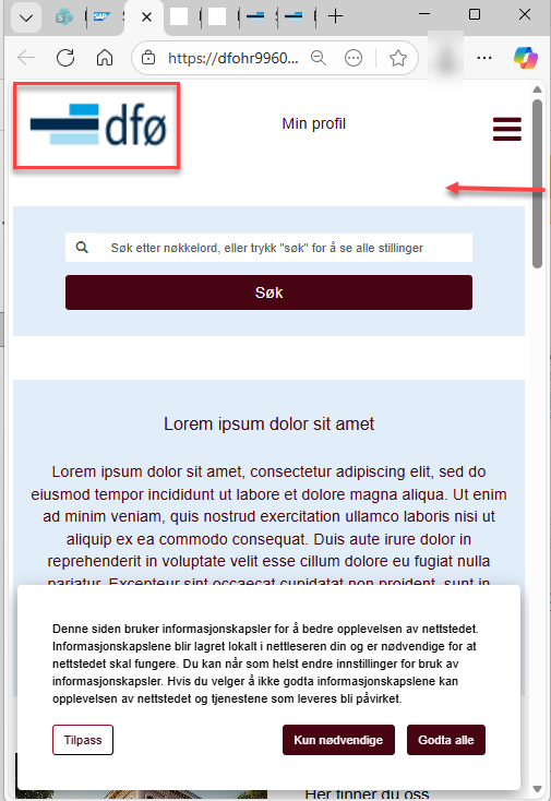 Bildet viser forhådnsvisning av logo på Mobiloppsett