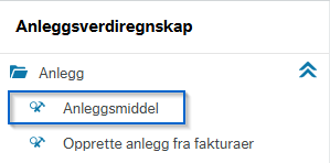Menypunktet Anleggsmiddel