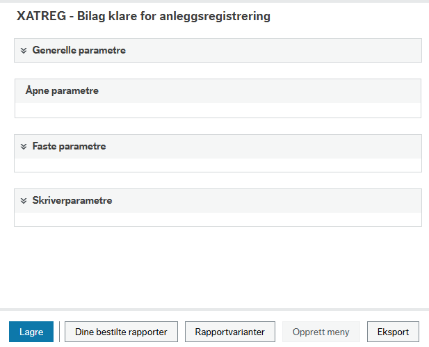 Bestillingsparametre XATREG Bilag klare for aktivering