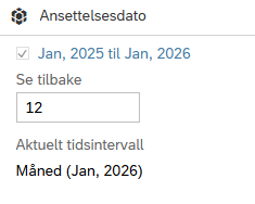 Bildet viser filteret til Ansettelsesdato
