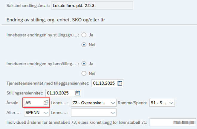 Bildet viser et skjembilde fra SAP GUI