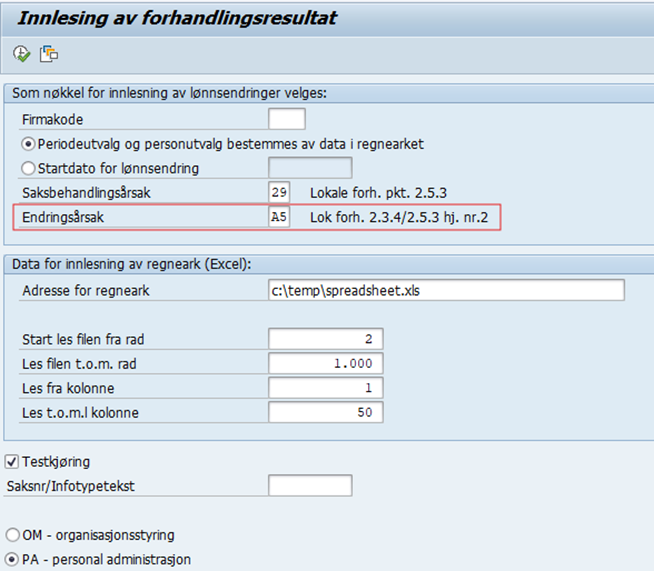 Bildet viser et skjembilde fra SAP GUI