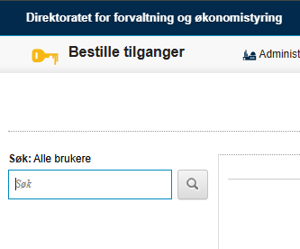 Bildet viser søkefelt for tilgangsbestilling