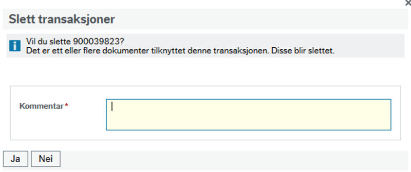 Boks for Slett transaksjoner