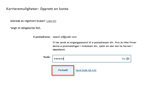 Bildet viser knappen for Fortsett
