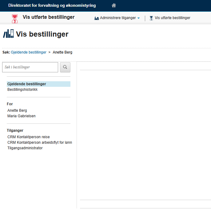 Bildet viser vis utførte bestillinger