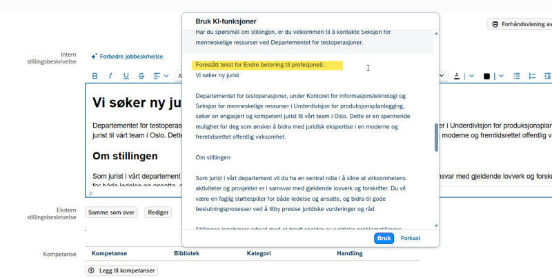 Bilde som viser hvor den nye forbedrede teksten ligger