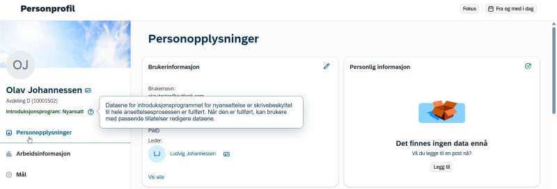 Bilde viser indikator på personprofil som viser status i introduksjonsprogram