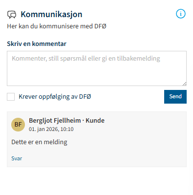 Skjermbilde av Kommunikasjonspanel
