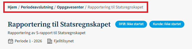 Skjermbilde av brødsmulestien