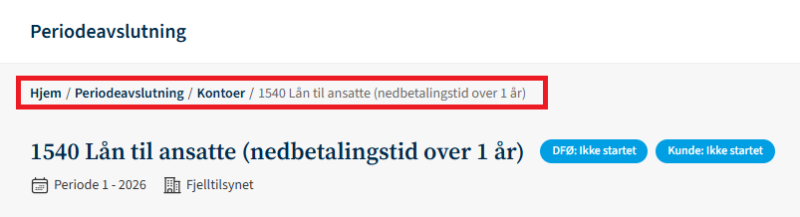 Skjermbilde av brødsmulestien