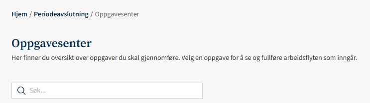 Skjermbildet viser søkefunksjonen i Oppgavesenter