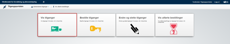 Velg vis tilganger for å søke opp tilgangene til en bruker.