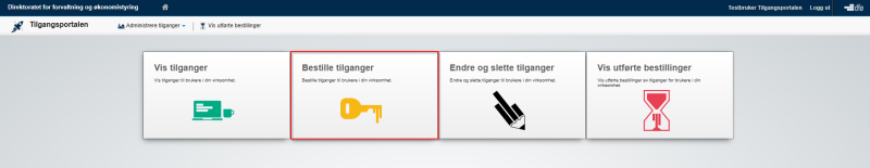 Velg bestill tilganger for å bestille tilganger til en bruker.