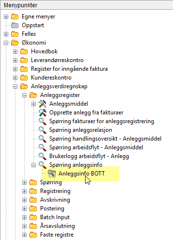 Skjermbilde av anleggsinfo BOTT.