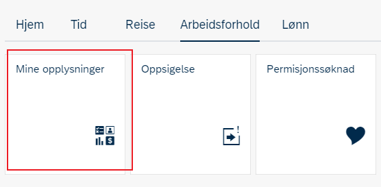 Bilde viser flisen for Mine opplysninger i selvbetjeningsportalen.
