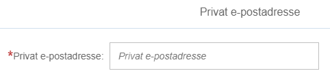 Skjermbilde av felt hvor du fyller inn privat e-postadresse
