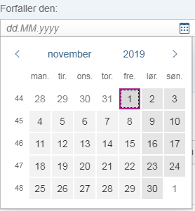 bildet viser kalender
