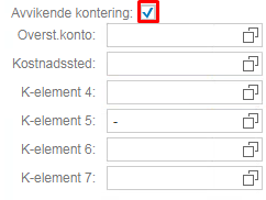 Bildet viser avhuking for avvikende kontering