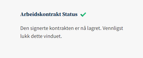 Bildet viser lagret status på kontrakt.