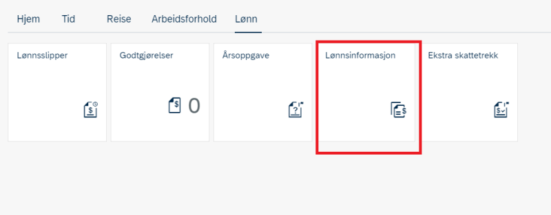 Bildet viser flisen lønnsinformasjon i selvbetjeningsportalen