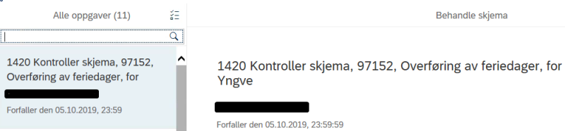 bildet viser liste over alle skjemaer