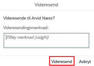 Bildet viser merknadsfelt ved videresending