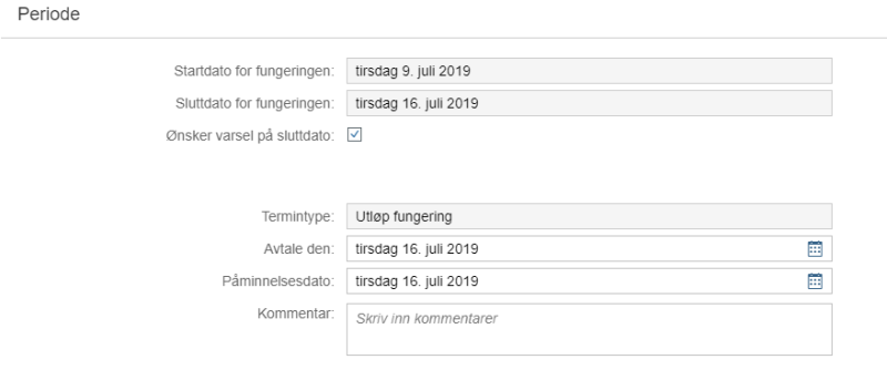 Bildet viser periode for fungering