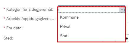 bildet viser valg under kategori