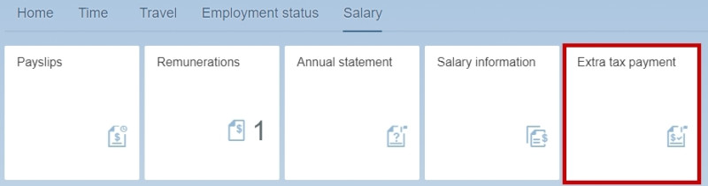 image showing the tile extra tax payment in the self service portal