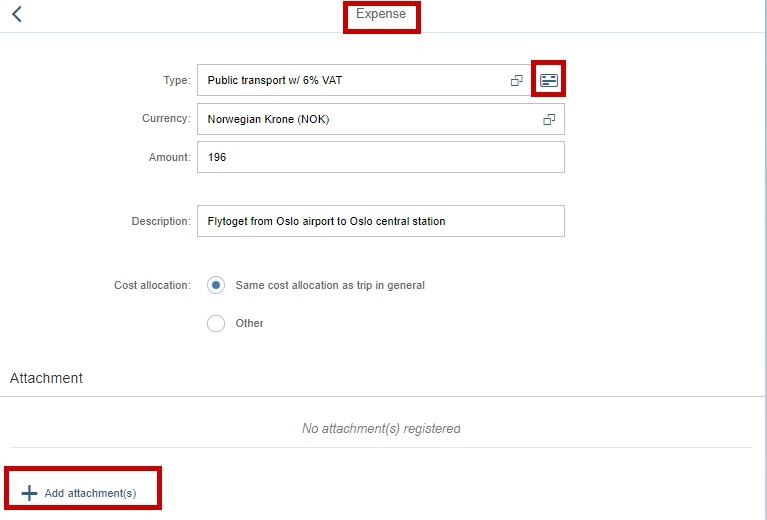 image showing expense details