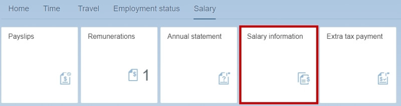 image showing the tile salary information in the self service portal