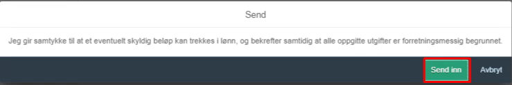 Skjermbilde av eksempel på utgiftsrefusjon. 