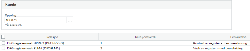 Skjermbilde av "Kunde" innenfor vask.