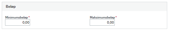 Skjermbilde av utfylling for beløp. 