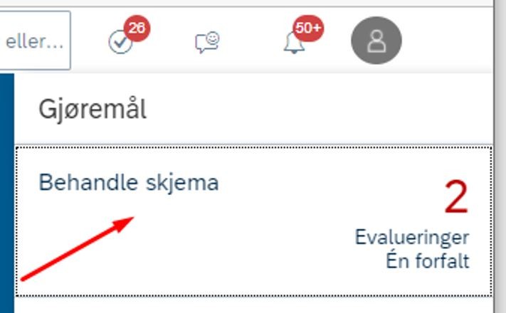 Skjermbilde som viser behandle skjema under gjøremål