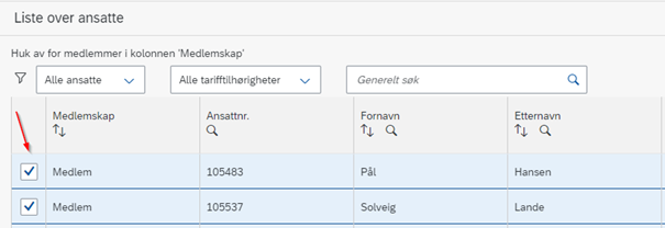 Liste over ansatte
