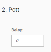 Bildet viser felt i trinn 2 for beløp for potten