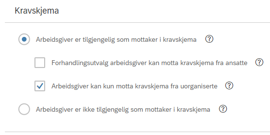  Leder kan kun motta kravskjema fra uorganiserte ansatte.