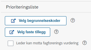 Man kan legge til begrunnelseskoder og faste tillegg i fanen Innstillinger.