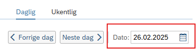 Bildet viser datofeltet i timelisten
