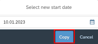 Image showing "select a new start date" field 