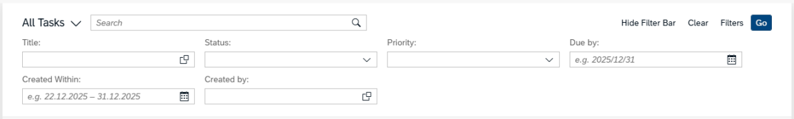 image showing filter options