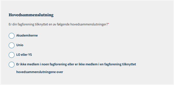 Bildet viser spørsmål og valg om hovedsammenslutning
