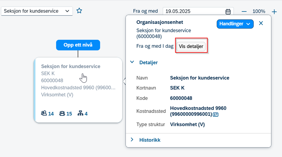 Skjermbilde med uthevet "vis detaljer".