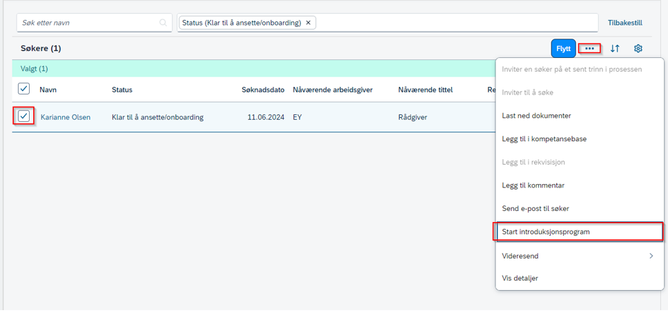 Bildet viser hvordan du starter et introduksjonsprogram.