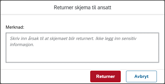 Bildet viser retur til ansatt