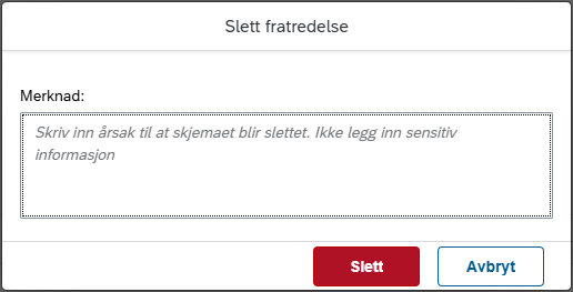 Bildet viser slett fratredelse