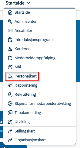 Skjermbilde av alternativet "personalkart".