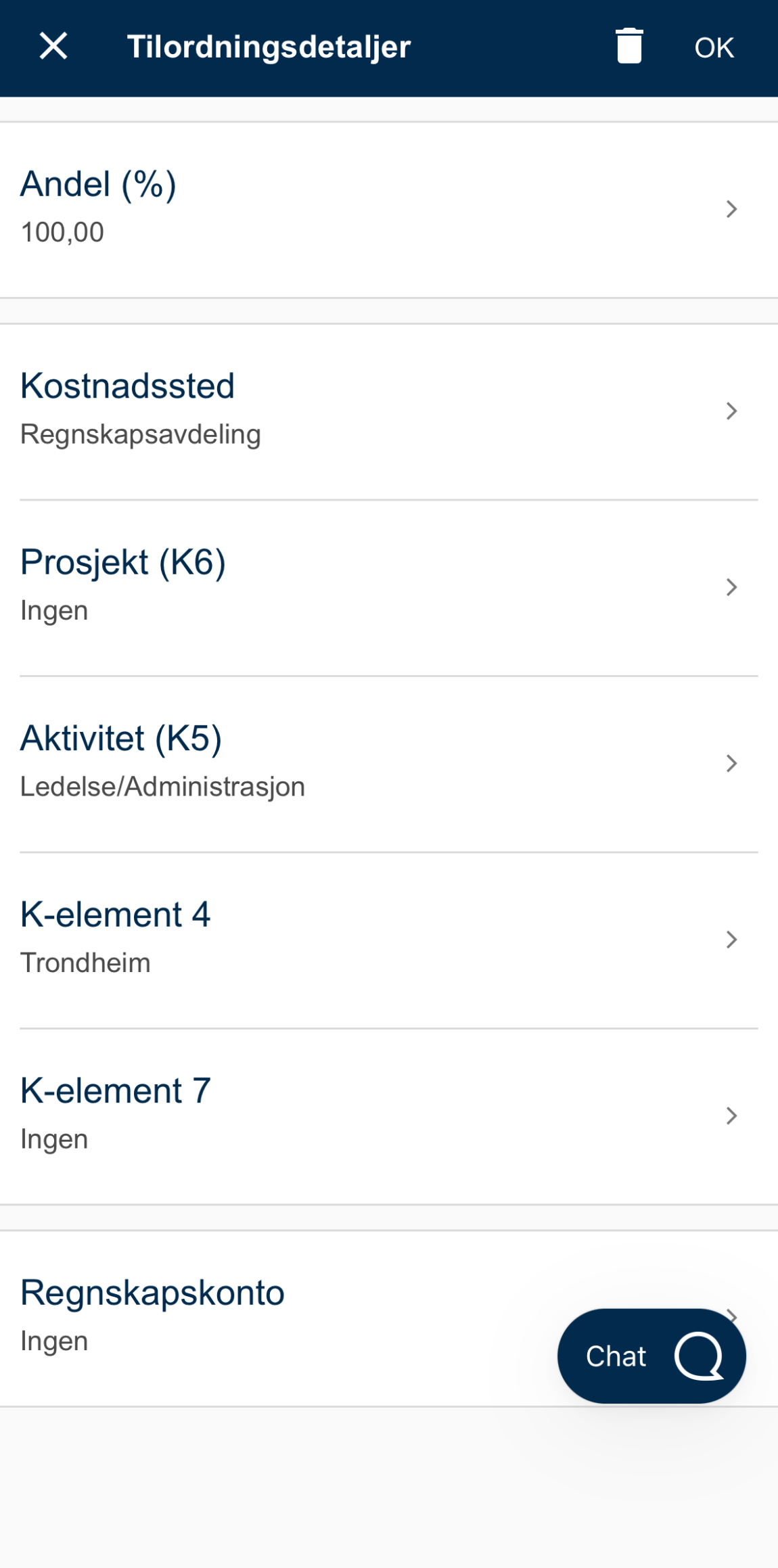 Bildet viser kostnadsfordeling